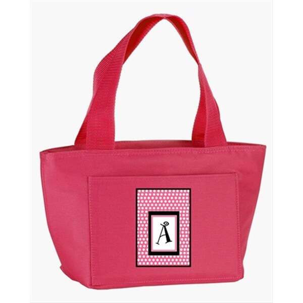 Beyondbasketball Monogram Letter A - Pink Black Polka Dots Lunch Bag or Doggie Bag - BE895078