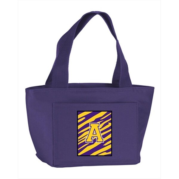 Beyondbasketball Monogram Letter A - Tiger Stripe, Purple Insulated Cooler Lunch Bag - BE895081