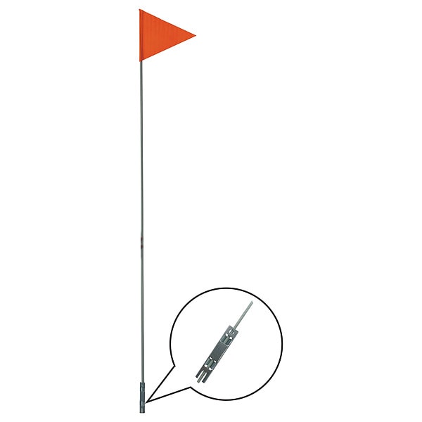 Zoro Select Bike Flag W/ 1/4 in x 6 ft Pole and Mounting Bracket, Fiberglass, Orange - 52WP75