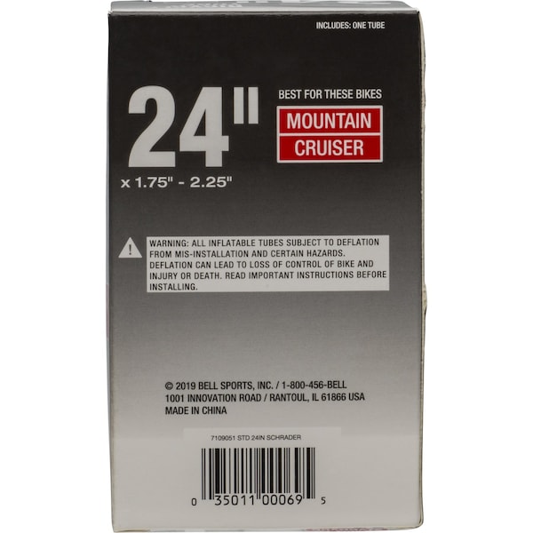 Bell Sports Bell Sports 24 in. Rubber Bicycle Inner Tube 1 pk - 7015358