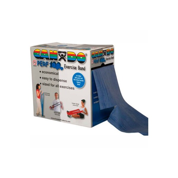 Fabrication Enterprises CanDo Perf 100 Latex Free Exercise Band, Blue, 100 Yard Roll, 1 Roll/Box - 1386006