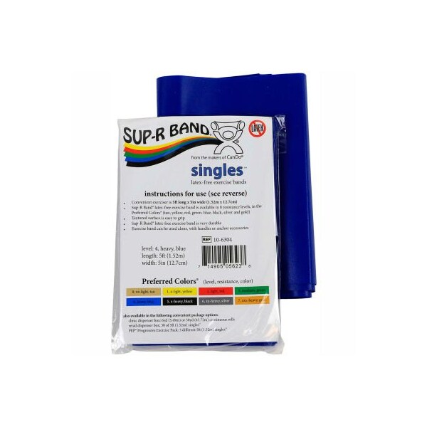 Fabrication Enterprises Sup-R Band Latex Free Exercise Band, 5' Strip, Blue, 1/PK - 1608803