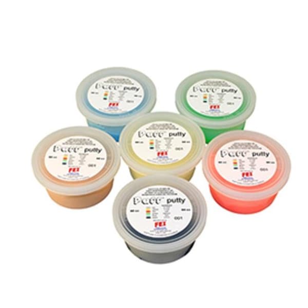 Fabrication Enterprises Fabrication Enterprises 10-1416 90cc Puff Lite Color-Coded Exercise Putty - Set of 6 - 10-1416