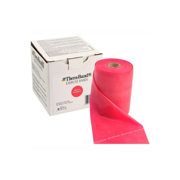 Fabrication Enterprises Thera-Band Latex Exercise Band, Red, 50 Yard Roll/Box - 10-1007