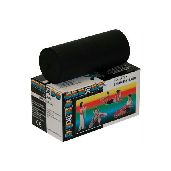 Fabrication Enterprises CanDo Latex-Free Exercise Band, Black, 6 Yard Roll, 1 Roll/Box - 1357151