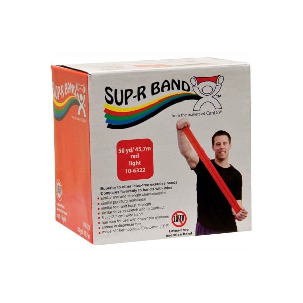 Fabrication Enterprises Sup-R Band Latex Free Exercise Band, Red, 50 Yard Roll/Box - 1615377