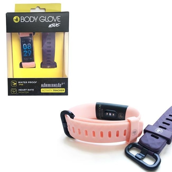 Body Glove Surge Body Glove BGTR035PK-PU-SET Body Glove Activty & Fitness Tracker & Heart Rate Monitor with Alternative Colored Extra Strap; Pink Watch with Purple Extra Strap - BGTR035PK-PU-SET