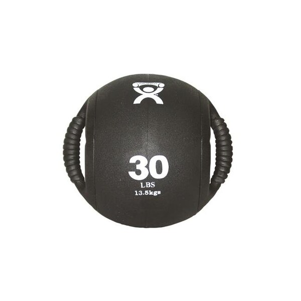Cando International Cando 10-3184 9 in. Dual Handle Medicine Ball; Black - 30 lbs - 469247