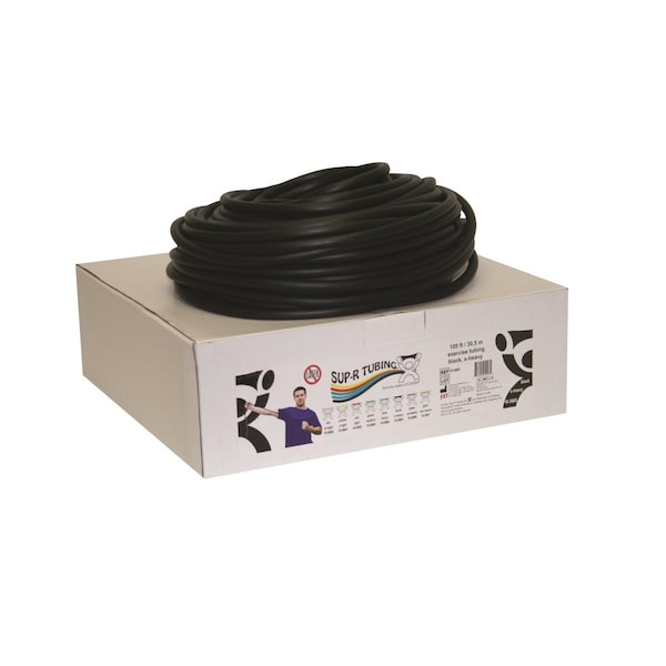 Sup-R Tubing 100 ft.atex Free Exercise Tubing with Dispenser Roll, Black - Extra Heavy - 1448462