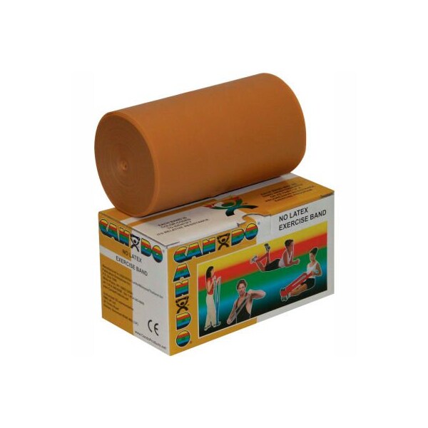 Fabrication Enterprises CanDo Latex-Free Exercise Band, Gold, 6 Yard Roll, 1 Roll/Box - 1357882