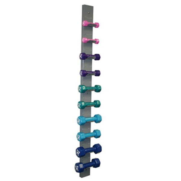 Fabrication Enterprises Cando Vinyl Coated Dumbbell - 10-Piece Set With Wall Rack - 10-0564