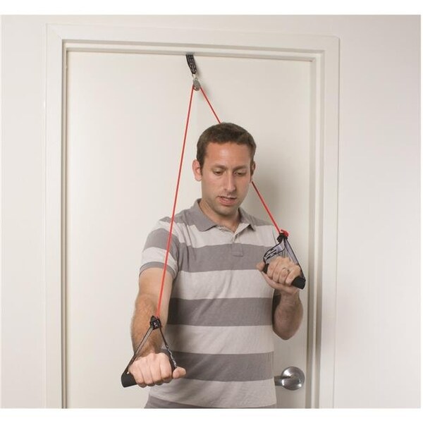 Cando International Cando 10-5041 Shoulder Pulley with Exercise Tubing & Handles; Red - Light - 1147502