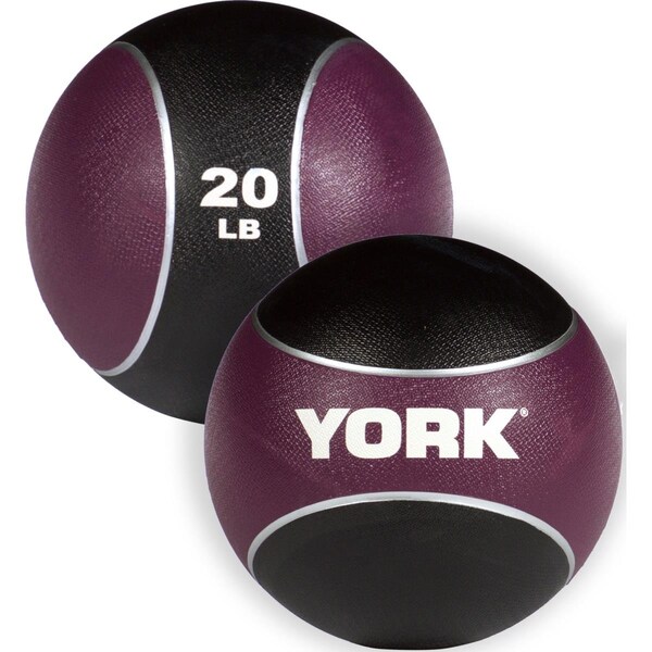 York Barbell 20 lbs 2 Tone Medicine Rubber Ball, Purple - 65120
