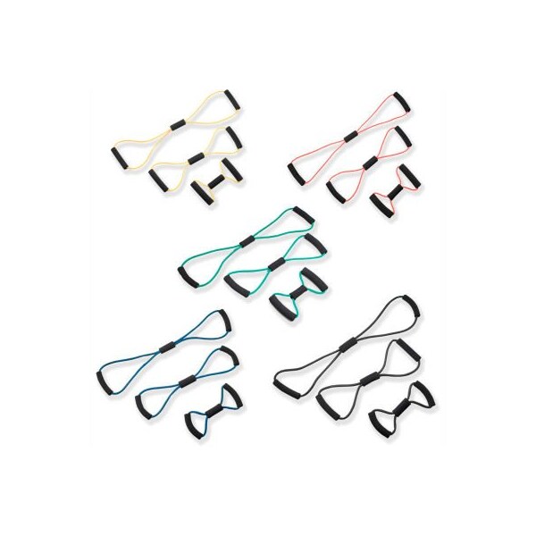 Fabrication Enterprises CanDo BowTie Tubing Exerciser, Full Body Set -14", 22", 30"), 5 Color Set - 1438965