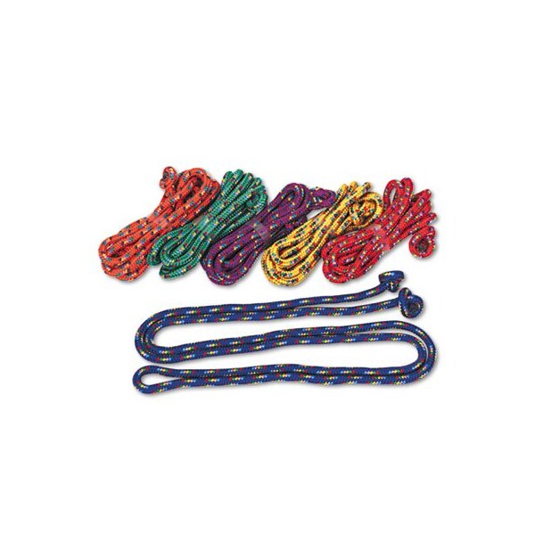 Champion Sports BRAIDED NYLON JUMP ROPE SET, 8-FT LONG, 6 ASSORTED COLORS: Blue; Green; Orange; Purple; Red; Yellow - CR8SET