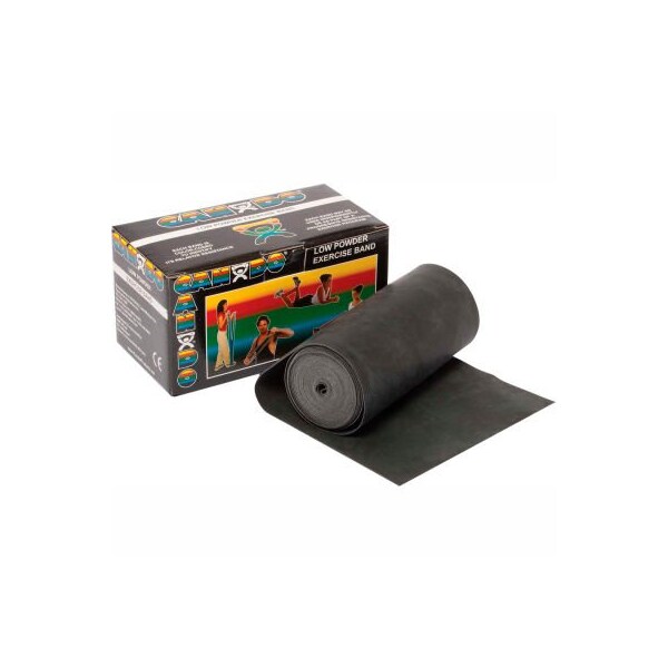 Fabrication Enterprises CanDo Low Powder Exercise Band, Black, 6 Yard Roll, 1 Roll/Box - 1211054