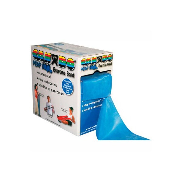 Fabrication Enterprises CanDo Perf 100 Low Powder Exercise Band, Blue, 100 yd Roll, 1 Roll/Box - 1203384