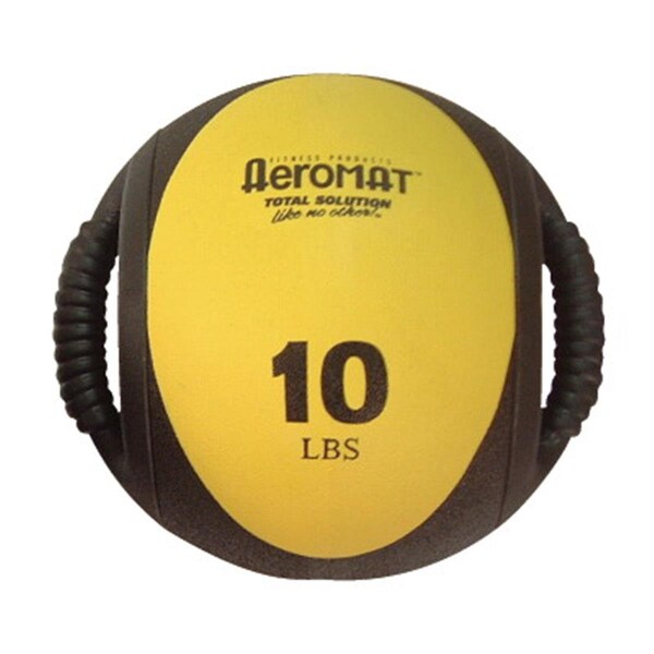 Aeromat Dual Grip Power Med Ball 9 in. Dia. 10 LB Black- Yellow - 35133