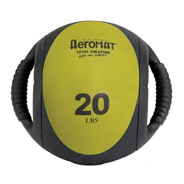 Aeromat Dual Grip Power Med Ball 9 in. Dia. 20 LB Black- Olive - AE12834