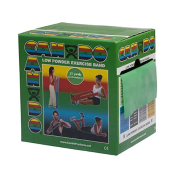 Cando International Low Powder Exercise Band, 25 yards Roll - Green, Medium - CANDO-10-5273