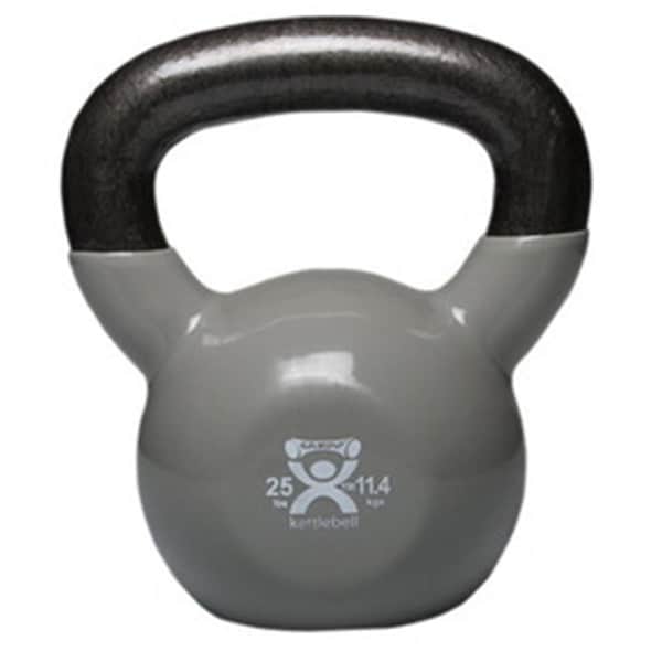 Fabrication Enterprises Cando Kettlebell, Vinyl-Coated, Silver - 25 lbs - FA129097