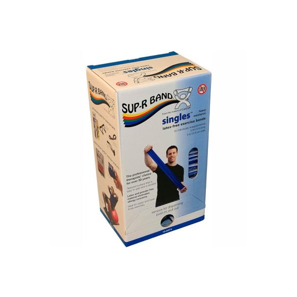 Fabrication Enterprises Sup-R Band Latex Free Exercise Band, 5' Strips, Blue, 30 Strips/Box - 1634370
