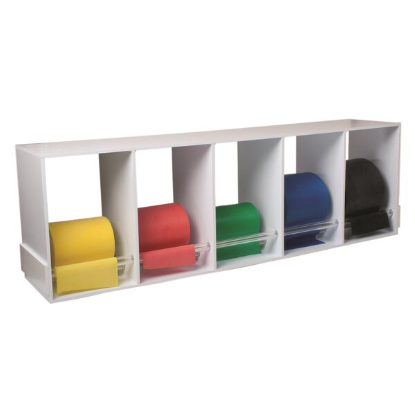 Cando International Plastic Exercise Band Rack with 5 x 50 Yard Low Powder Set - 5 Roll - 1308574