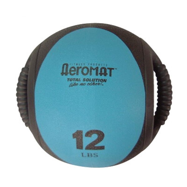 Aeromax Dual Grip Power Med Ball 9 in. Dia. 12 LB Black- Teal - AE12830