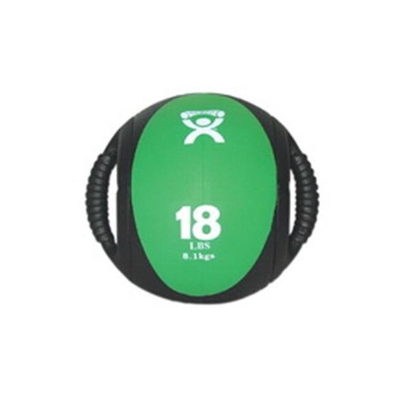 Fabrication Enterprises Fabrication Enterprises 10-3182 9 in. Cando Dual-Handle Medicine Ball; Green - 18 lbs - 468516