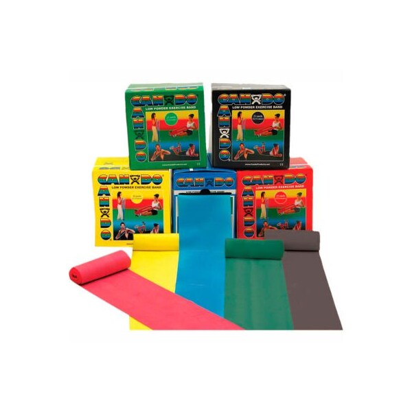 Fabrication Enterprises CanDo Low Powder Exercise Band, 25 Yard Rolls, 5 Color Set - 1234065