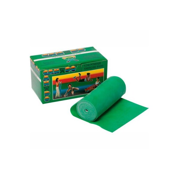 Fabrication Enterprises CanDo Low Powder Exercise Band, Green, 6 Yard Roll, 1 Roll/Box - 1210324