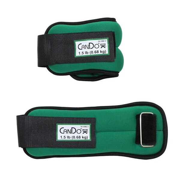 Cando International Cando 10-3382-2 3 lbs Weight Straps Set; Green - 10-3382-2