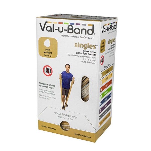 Fabrication Enterprises 5 ft. Singles Val-U-Band Exercise Band, Pear - 30 Each - 1559861