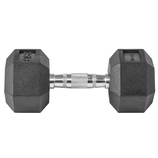 Lifeline Fitness Hex Rubber Dumbbell, 25lbs - LLHRD25