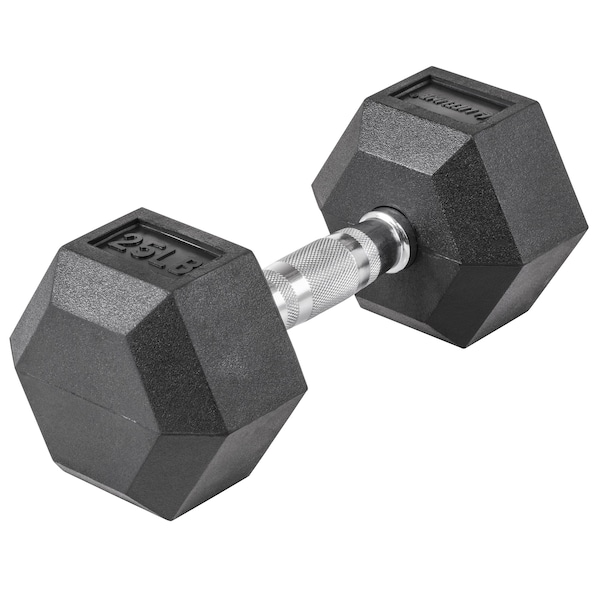 Lifeline Fitness Hex Rubber Dumbbell, 25lbs - LLHRD25