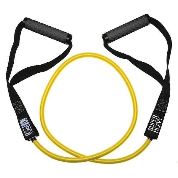 Gofit GF-4TUB-SH70 Pro-Grade Power Resistance Tube with Handles Yellow/70 Lbs. - GF-4TUB-SH(70)