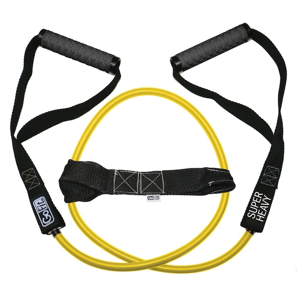 Gofit GF-4TUB-SH70 Pro-Grade Power Resistance Tube with Handles Yellow/70 Lbs. - GF-4TUB-SH(70)