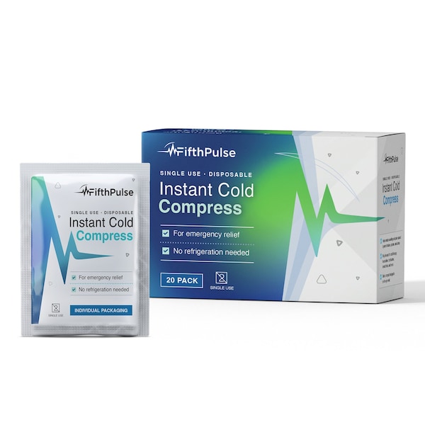 Fifthpulse Instant Cold Pack, Instant Relief, Disposable Single Use Pouch, 5 in. x 6 in., 20PK - FP-COLD-20PK