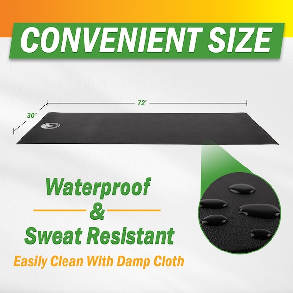 Wakeman Treadmill Mat - 30x72in Home Gym Equipment Pad - 5mm Exercise Mat for Elliptical or Bike by - 80-5218
