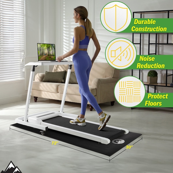 Wakeman Treadmill Mat - 30x72in Home Gym Equipment Pad - 5mm Exercise Mat for Elliptical or Bike by - 80-5218