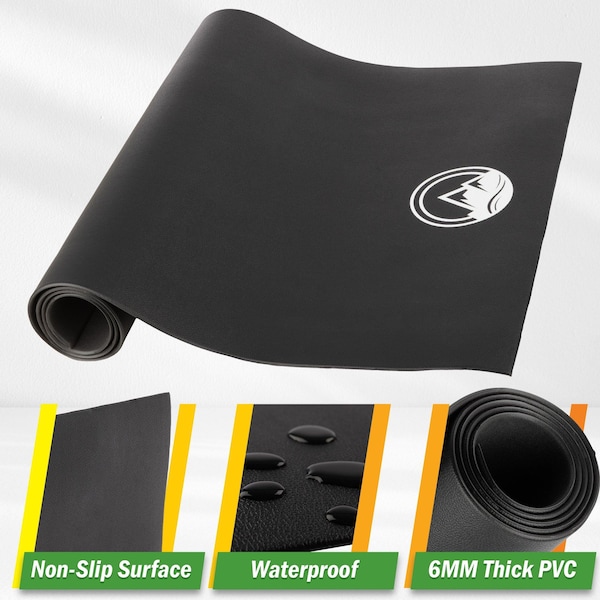 Wakeman Treadmill Mat - 30x72in Home Gym Equipment Pad - 5mm Exercise Mat for Elliptical or Bike by - 80-5218