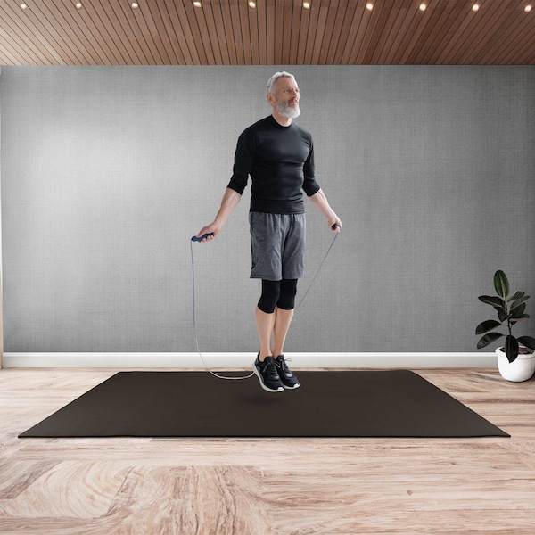 Wakeman Large Yoga Mat - 6x4 Non-Slip 8mm Exercise Mat for Home Workouts by Black - 80-5221