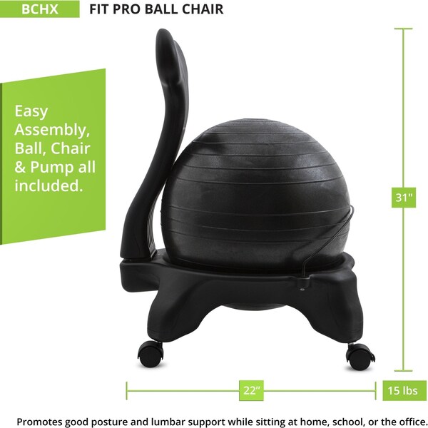 Champion Sports Fitpro Ball, Chair Blk, Fitness/Podture - BCHX