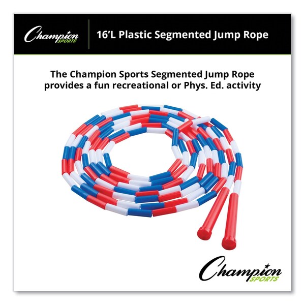 Champion Sports Segmented Plastic Jump Rope, 16 ft, Red/Blue/White - PR16