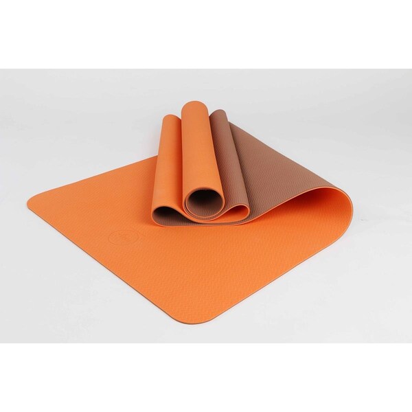 Maji Sports 2 Tone TPE Premium Yoga Mat  Orange/Brown - 1760ORANGE-BROWN-MAJ