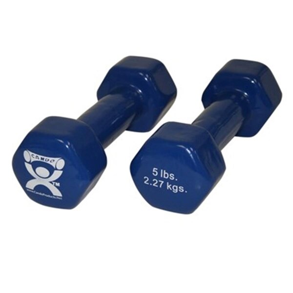 Fabrication Enterprises 5 lbs Vinyl-Coated Iron Dumbbell, Blue - Pair - 10-0554-2