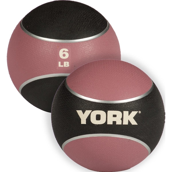 York Barbell 6 lbs 2 Tone Medicine Rubber Ball, Pink - 65106