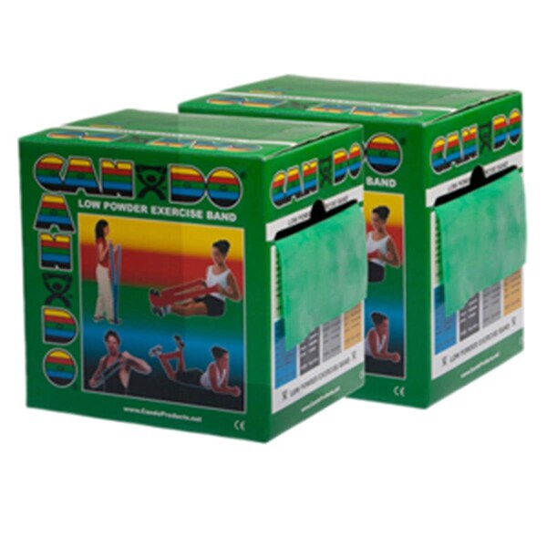 Cando International Low Powder Exercise Band, 100 yards - Green, Medium, 2PK - CANDO-10-5493