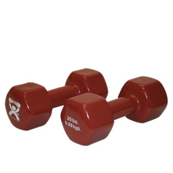 Fabrication Enterprises Fabrication Enterprises 10-0561-2 20 lbs Vinyl-Coated Iron Dumbbell; Brown - 1 Pair - 10-0561-2