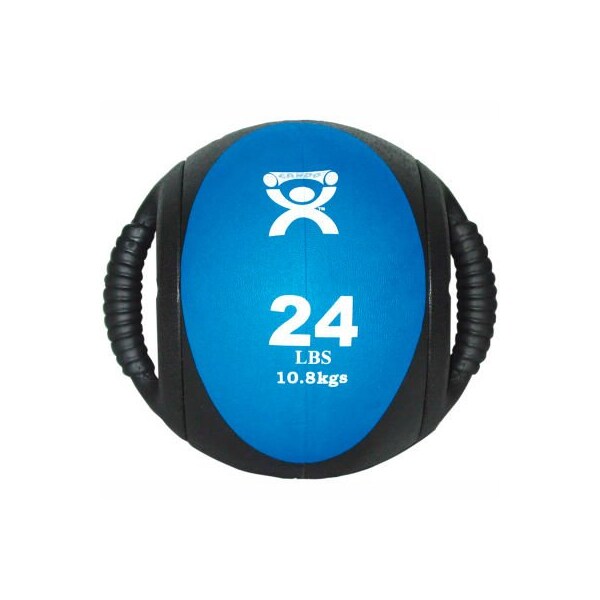 Fabrication Enterprises CanDo Dual-Handle Medicine Ball, 24 lb., 9" Dia (23 cm), Blue - 468881